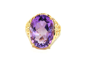 Natural Amethyst Ring 14K Solid Gold 11ct Solitaire Ring February Birthstone Ring Purple Ring Vintage Ring Cocktail Ring Estate Jewelry