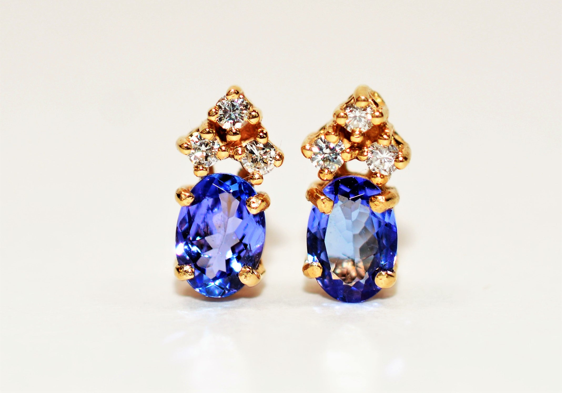 Natural D'Block Tanzanite & Diamond Earrings 14K Solid Gold 1.78tcw Stud Earrings Tanzanite Earrings Statement Earrings Fine Womens Earrings