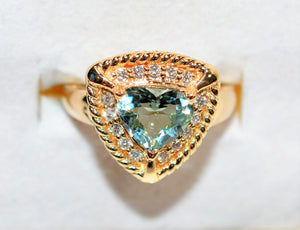 Natural Paraiba Tourmaline & Diamond Ring 14K Solid Gold 1.65tcw Heart Gemstone Women's Ring Statement Ring Cocktail Ring Fine Jewelry Love