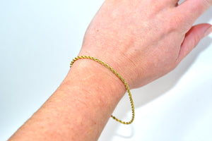 14K Solid Gold Twist Rope Chain Bracelet Women's Bracelet Ladies Bracelet Link Bracelet Gold Bracelet Vintage Bracelet Fine Estate Jewelry