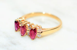 Natural Ruby & Diamond Ring 14K Solid Gold 1.17tcw Ruby Ring July Birthstone Ring Cluster Ring Vintage Ring Women's Ring Fine Ring Jewellery