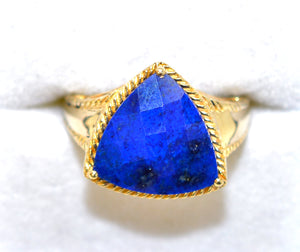 Natural Lapis Lazuli Ring Solid 10K Gold Blue Ring Statement Ring Cocktail Ring Vintage Ring Estate Jewelry Women's Ring Ladies Ring