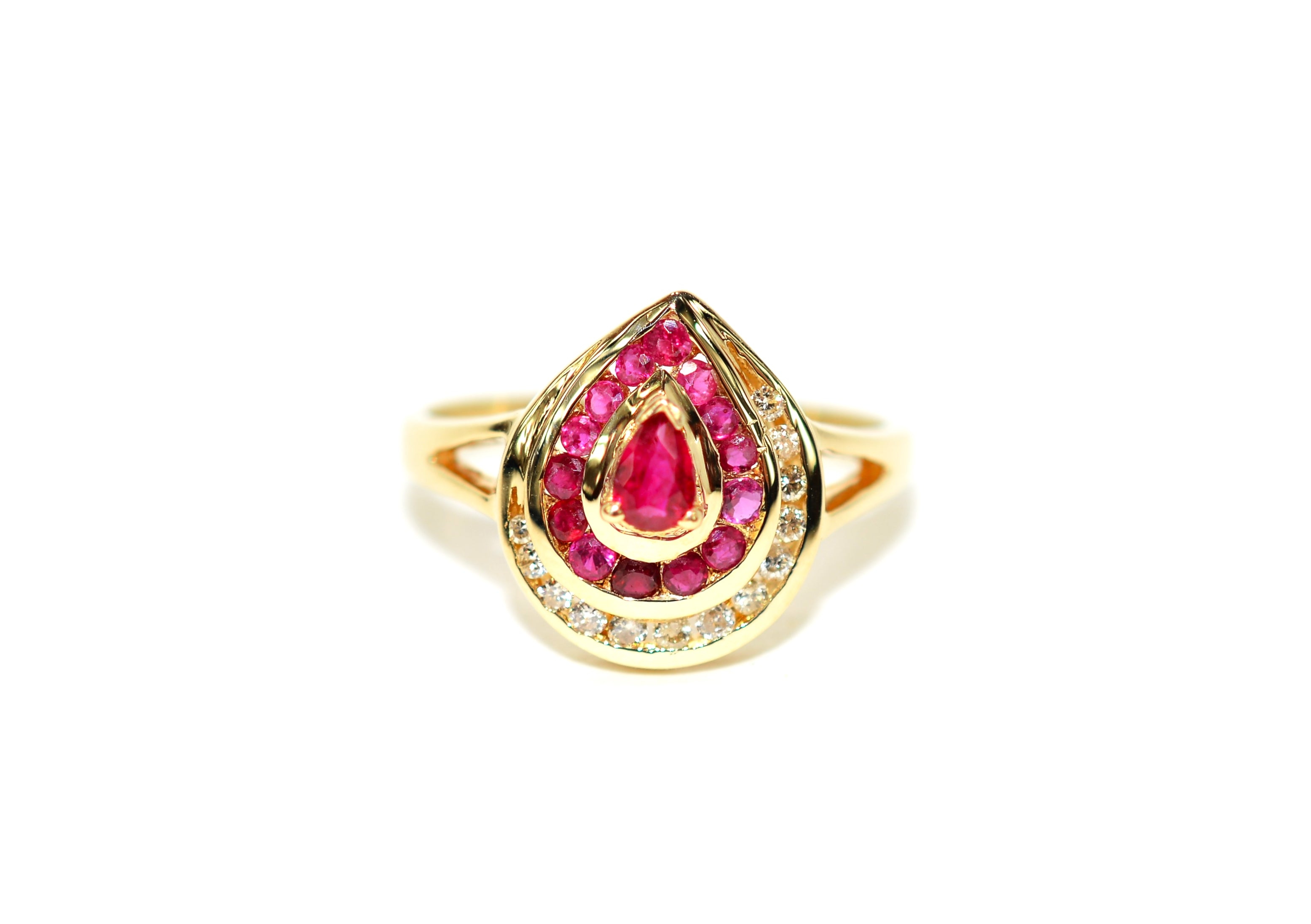 Natural Ruby & Diamond Ring 14K Solid Gold .71tcw Ruby Ring Cluster Ring Gemstone Ring Birthstone Ring Estate Jewelry Vintage Jewellery