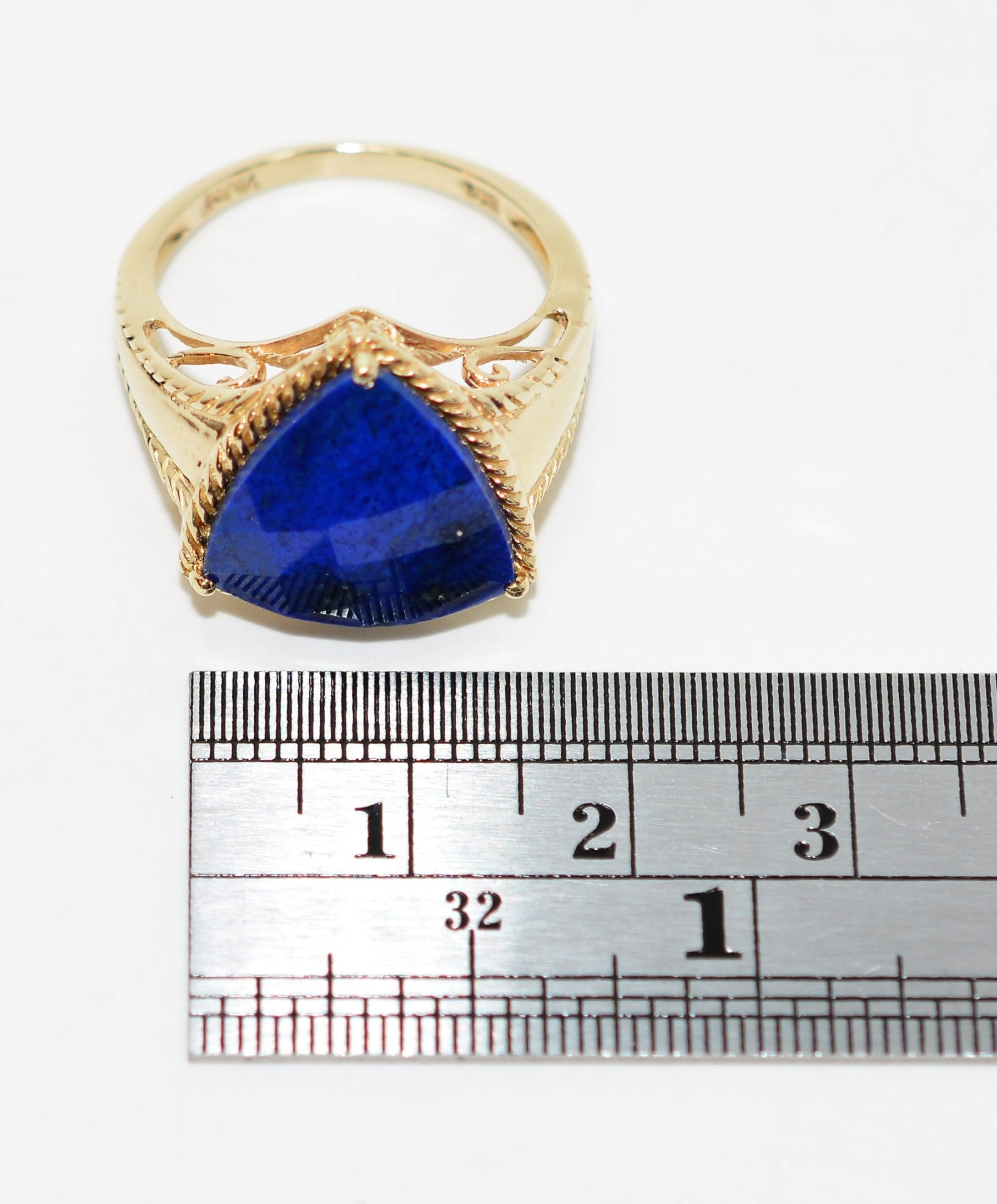 Natural Lapis Lazuli Ring Solid 10K Gold Blue Ring Statement Ring Cocktail Ring Vintage Ring Estate Jewelry Women's Ring Ladies Ring