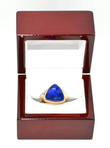 Natural Lapis Lazuli Ring Solid 10K Gold Blue Ring Statement Ring Cocktail Ring Vintage Ring Estate Jewelry Women's Ring Ladies Ring