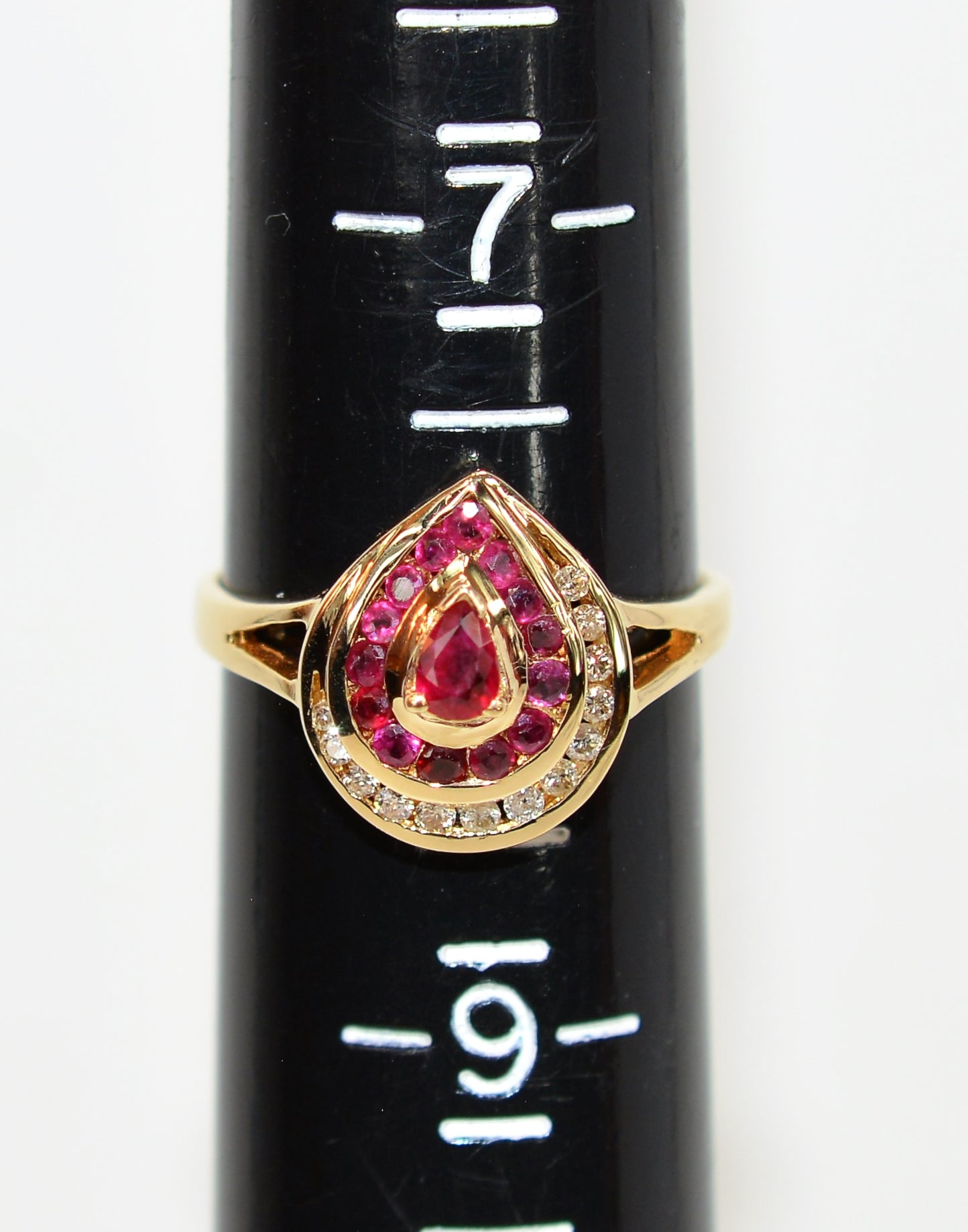 Natural Ruby & Diamond Ring 14K Solid Gold .71tcw Ruby Ring Cluster Ring Gemstone Ring Birthstone Ring Estate Jewelry Vintage Jewellery