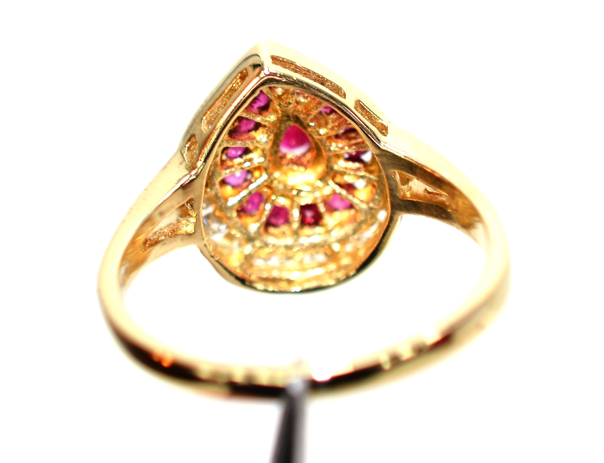 Natural Ruby & Diamond Ring 14K Solid Gold .76tcw Ruby Ring Cluster Ring Gemstone Ring Birthstone Ring Estate Jewelry Vintage Jewellery