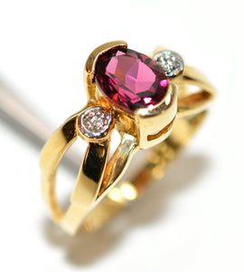 Natural Rubellite & Diamond Ring 14K Solid Gold 1.53tcw Pink Ring Engagement Ring Cocktail Ring Natural Tourmaline Ring Fine Statement Ring