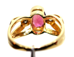 Natural Rubellite & Diamond Ring 14K Solid Gold 1.53tcw Pink Ring Engagement Ring Cocktail Ring Natural Tourmaline Ring Fine Statement Ring