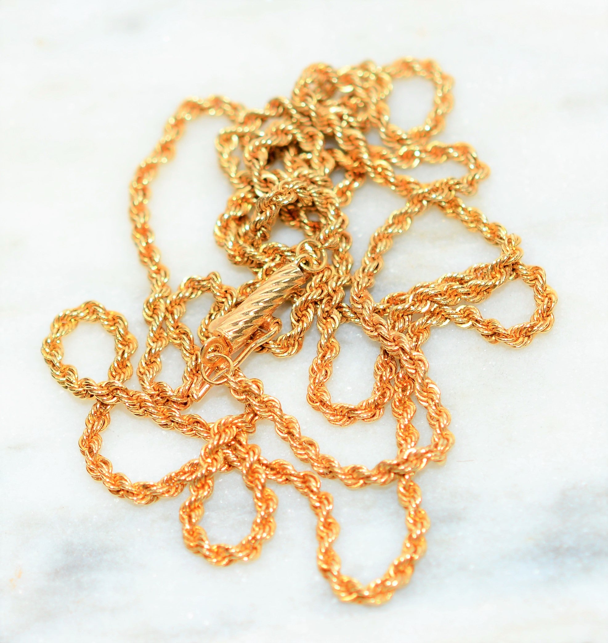 14K Solid Gold Twist Rope Chain Necklace 24" 1.75mm 7.2 Grams Extra Long Necklace Long Gold Chain Estate Jewelry Fine Jewelry Vintage Chain