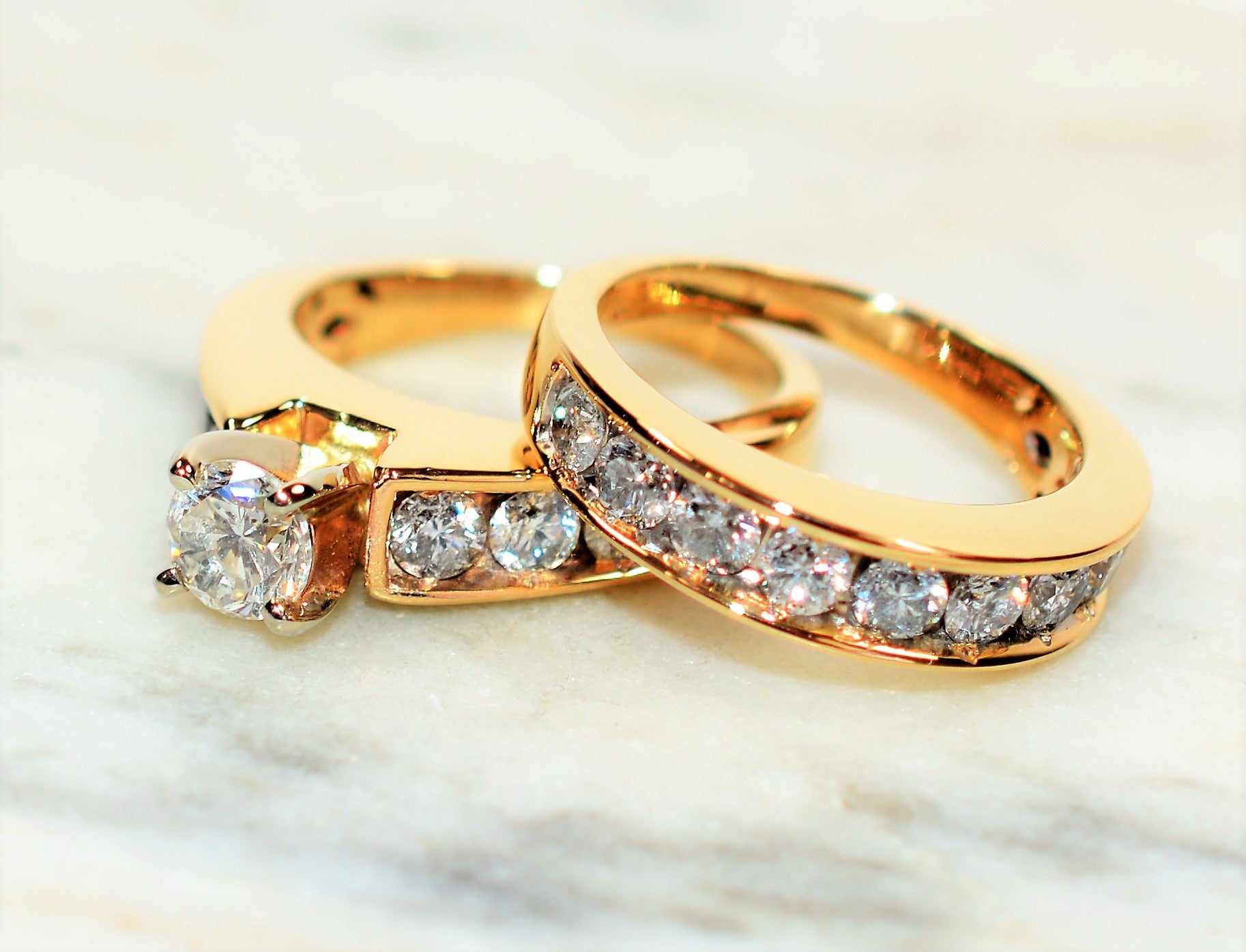GIA Certified Natural Diamond Bridal Set 14K Solid Gold 3.57tcw Women's Ring Engagement Ring Wedding Band Wedding Set Estate Bridal Jewelry