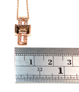 LeVian Natural Smoky Quartz & Diamond Pendant Necklace 14K Solid Rose Gold 1.02tcw Gemstone Necklace Designer Necklace Quartz Necklace