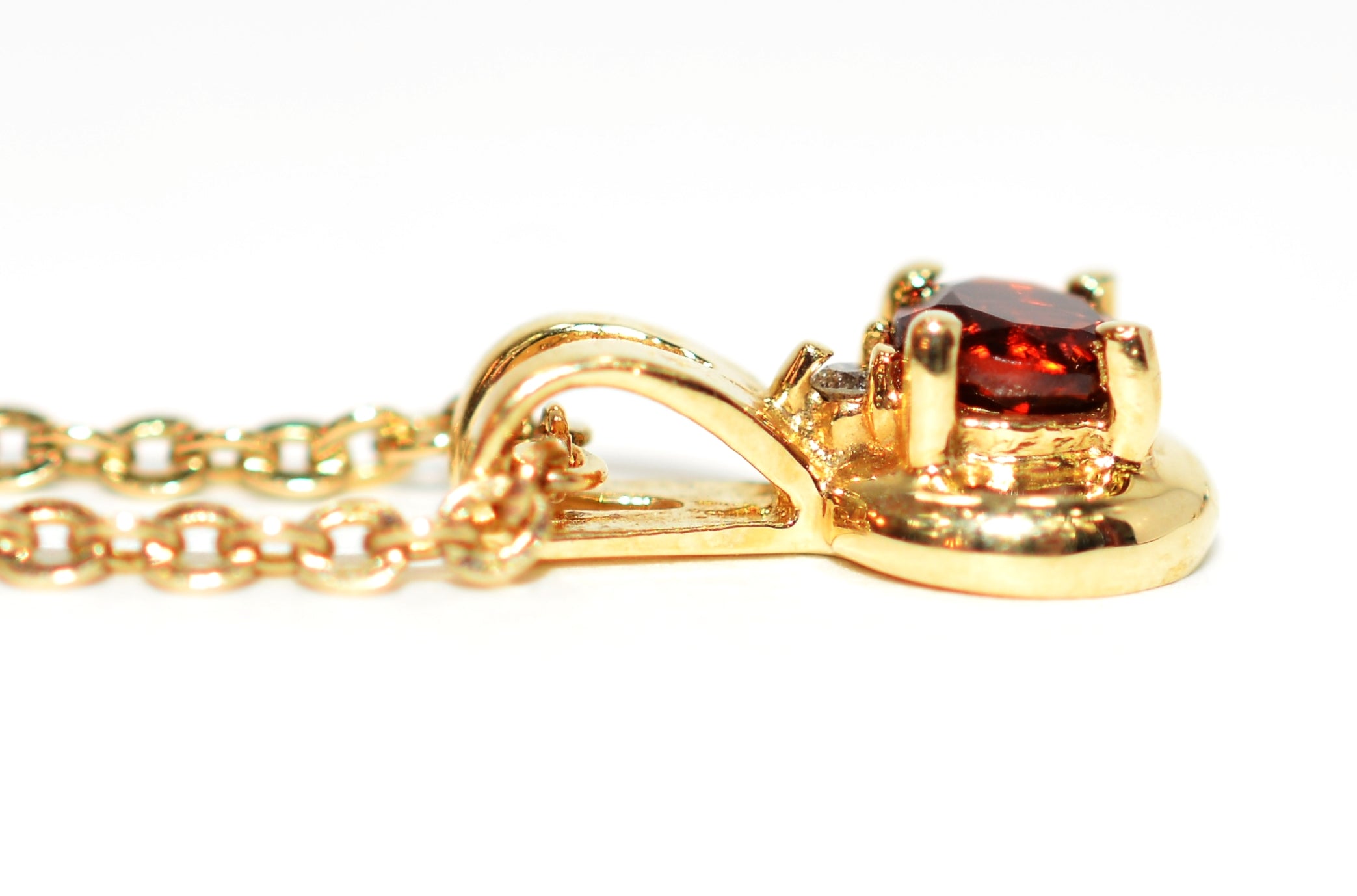 Natural Spessartine Garnet & Diamond Pendant Neckalce 14K Solid Gold .36tcw Gemstone Necklace January Birthstone Pendant Necklace Red Necklace
