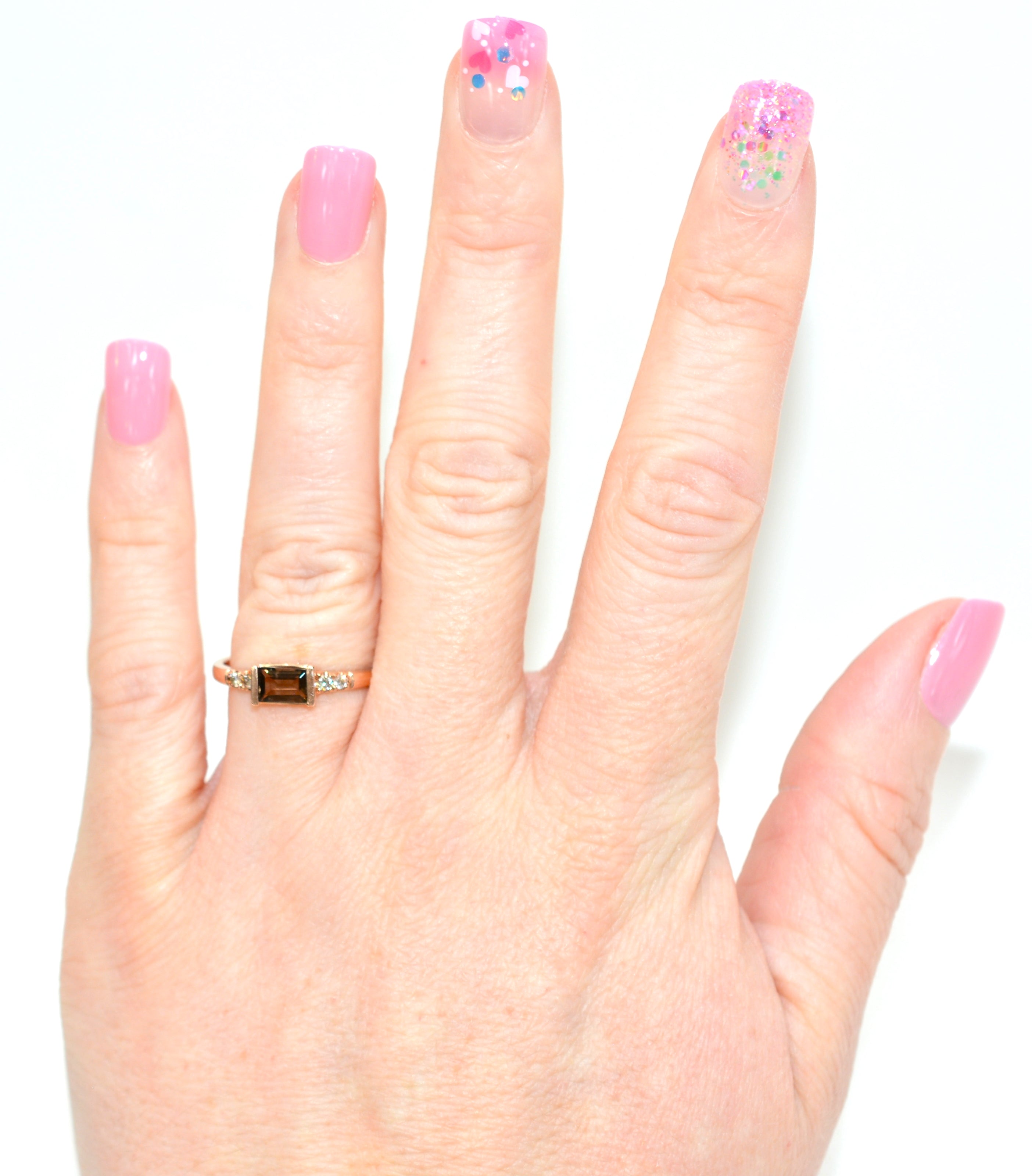 LeVian Natural Smoky Quartz & Diamond Ring 14K Solid Rose Gold .62tcw Topaz Ring Quartz Ring Designer Ring Engagement Ring Stackable Ring