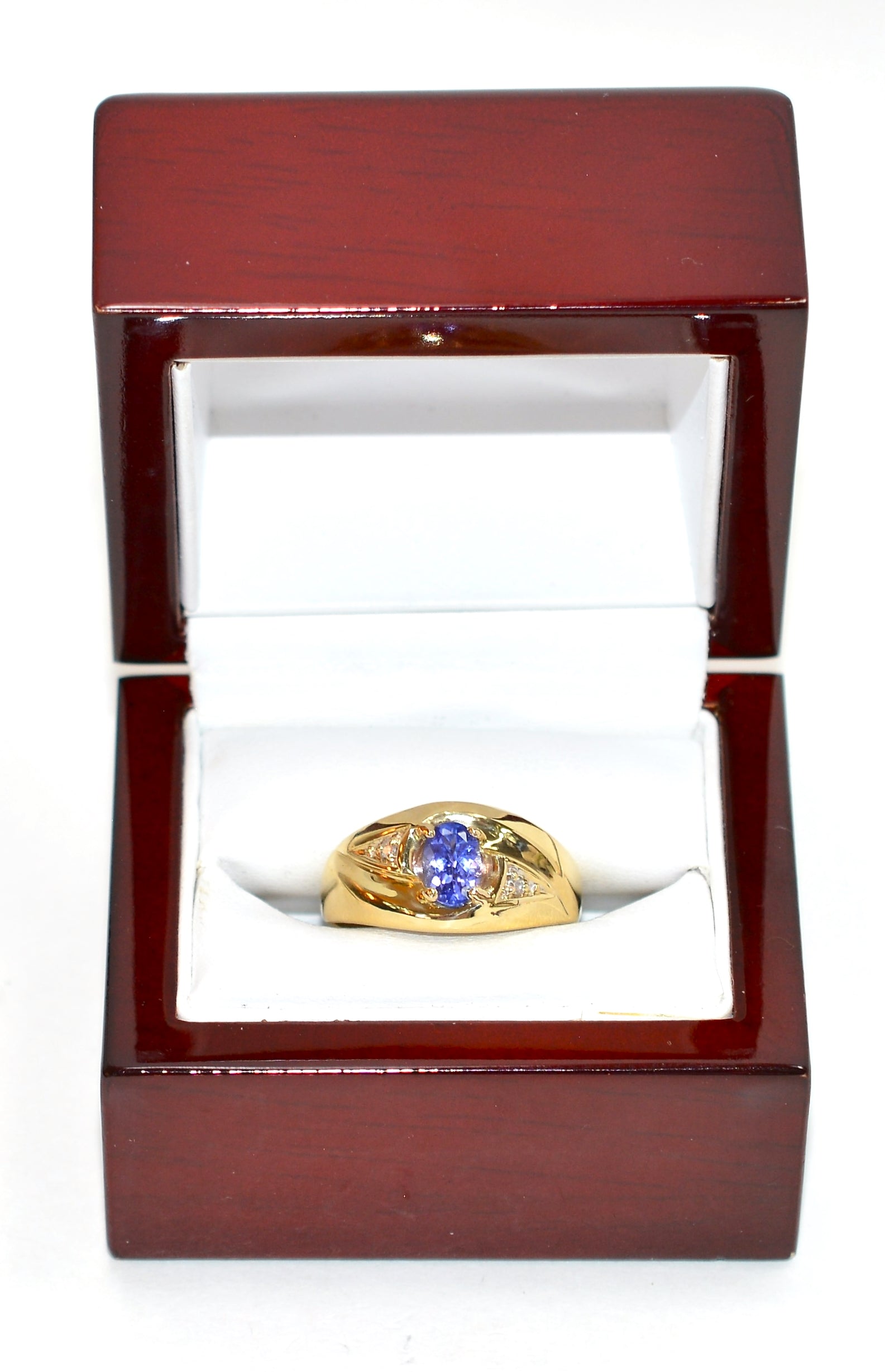 Natural Tanzanite & Diamond Ring 10K Solid Gold .89tcw Men's Ring Gentlemen's Ring Gents Ring Vintage Ring Cocktail Ring Statement Ring