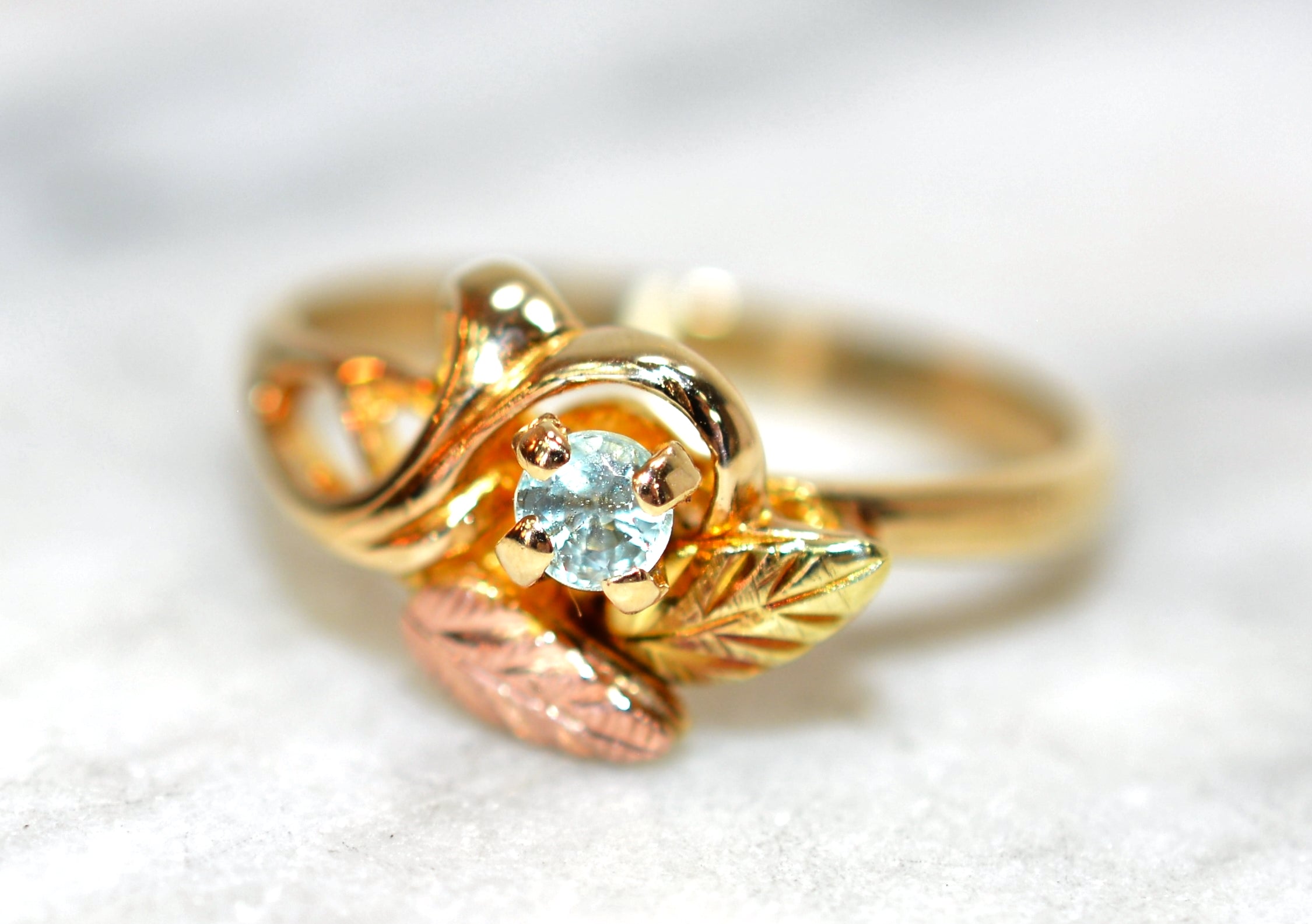 Natural Paraiba Tourmaline Ring 10K Solid Gold .10ct Black Hills Gold Ring Black Hills Dakota Jewelry Solitaire Ring Vintage Estate Jewelry