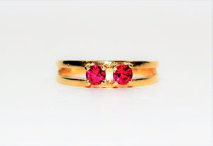 Natural Ruby Ring 10K Solid Gold .56tcw Red Ring Multistone Ring Vintage Ring Band Ring Stackable Ring July Birthstone Ring Gemstone Ring