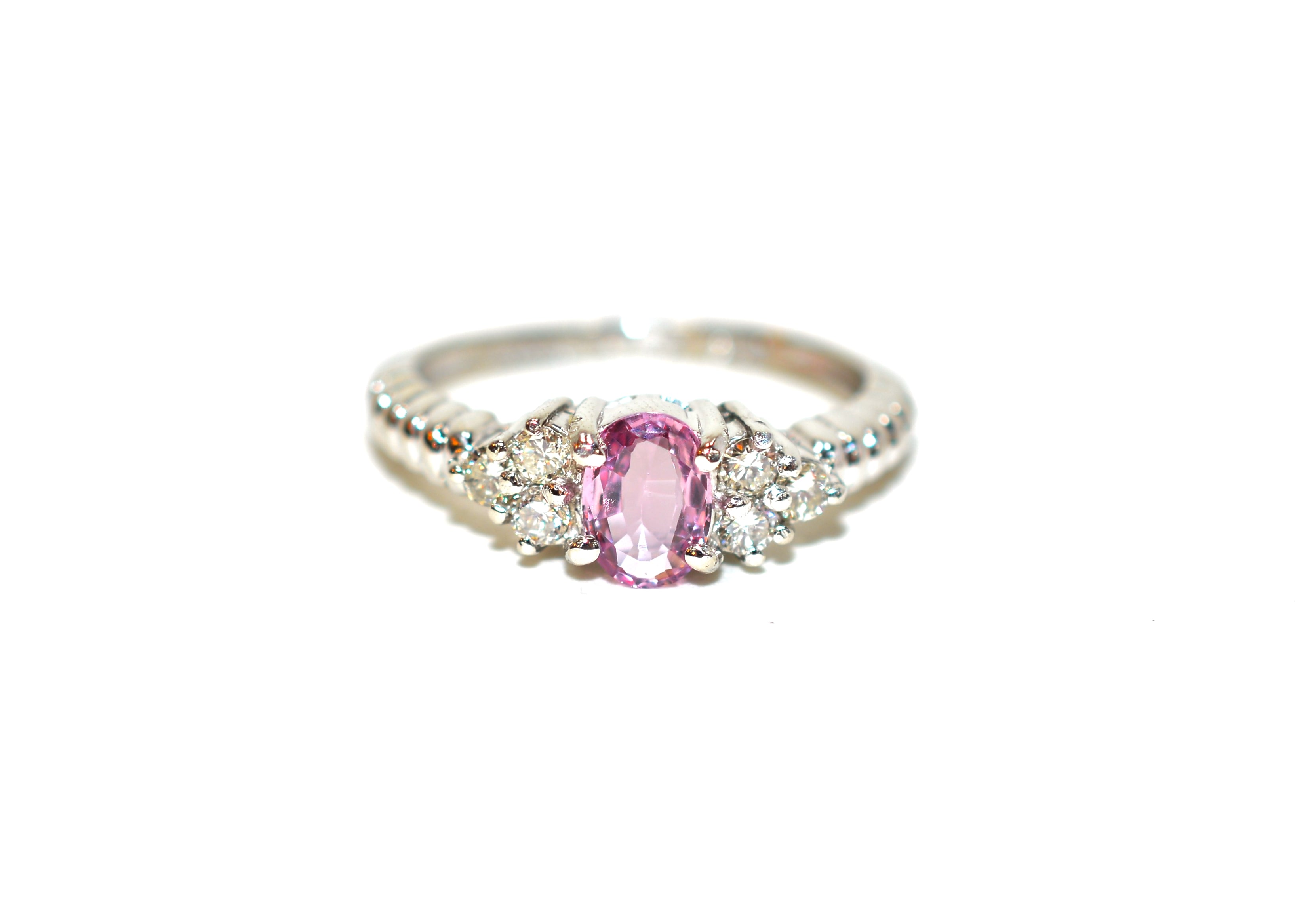 LeVian Certified Natural Padparadscha Sapphire & Diamond Ring Solid Platinum 1.12tcw Engagement Ring September Birthstone Ring Cocktail Ring