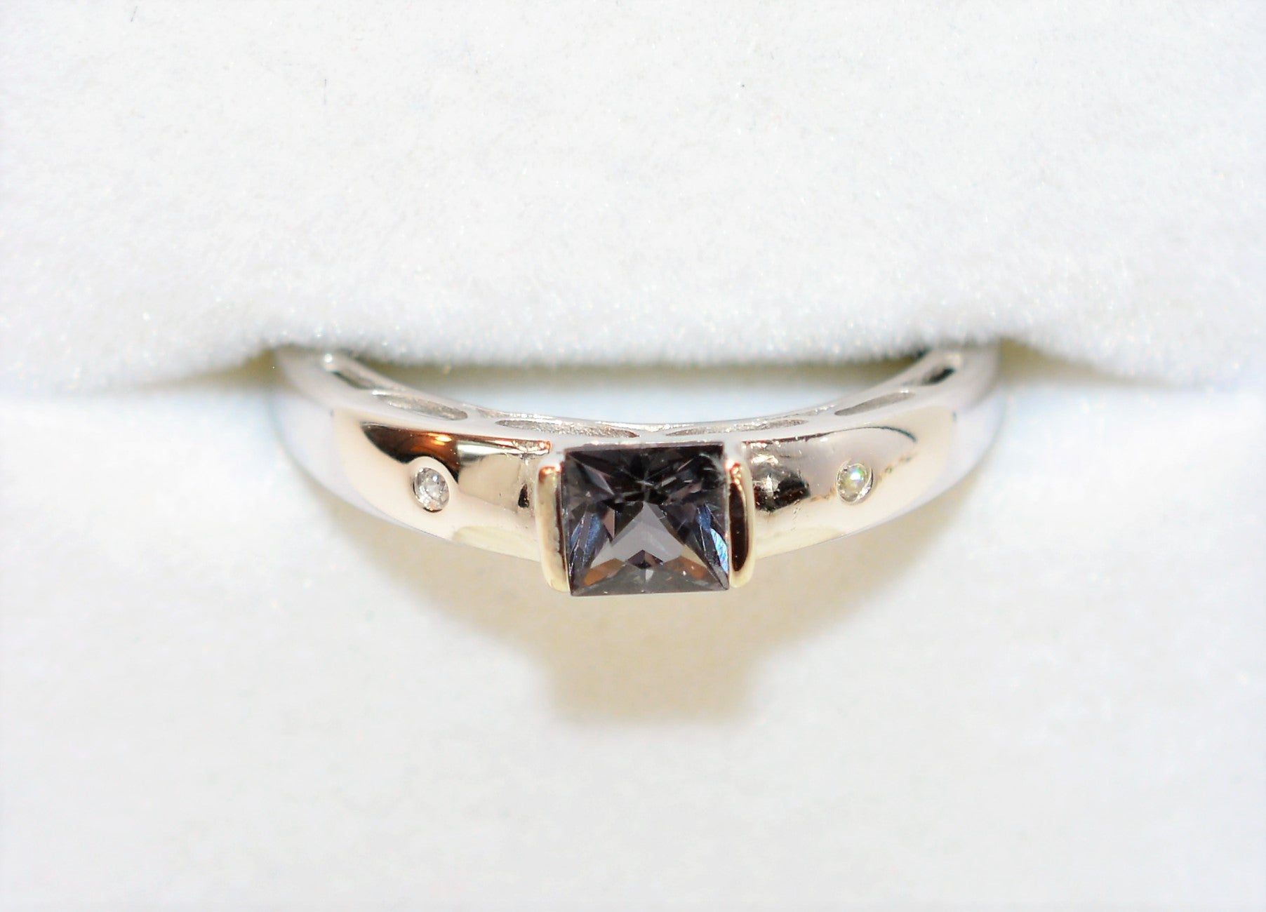 Natural Spinel & Diamond Ring 10K Solid White Gold .62tcw Gemstone Ring Spinel Ring Purple Ring Birthstone Ring Statement Ring Women's Ring