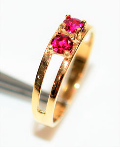 Natural Ruby Ring 10K Solid Gold .56tcw Red Ring Multistone Ring Vintage Ring Band Ring Stackable Ring July Birthstone Ring Gemstone Ring