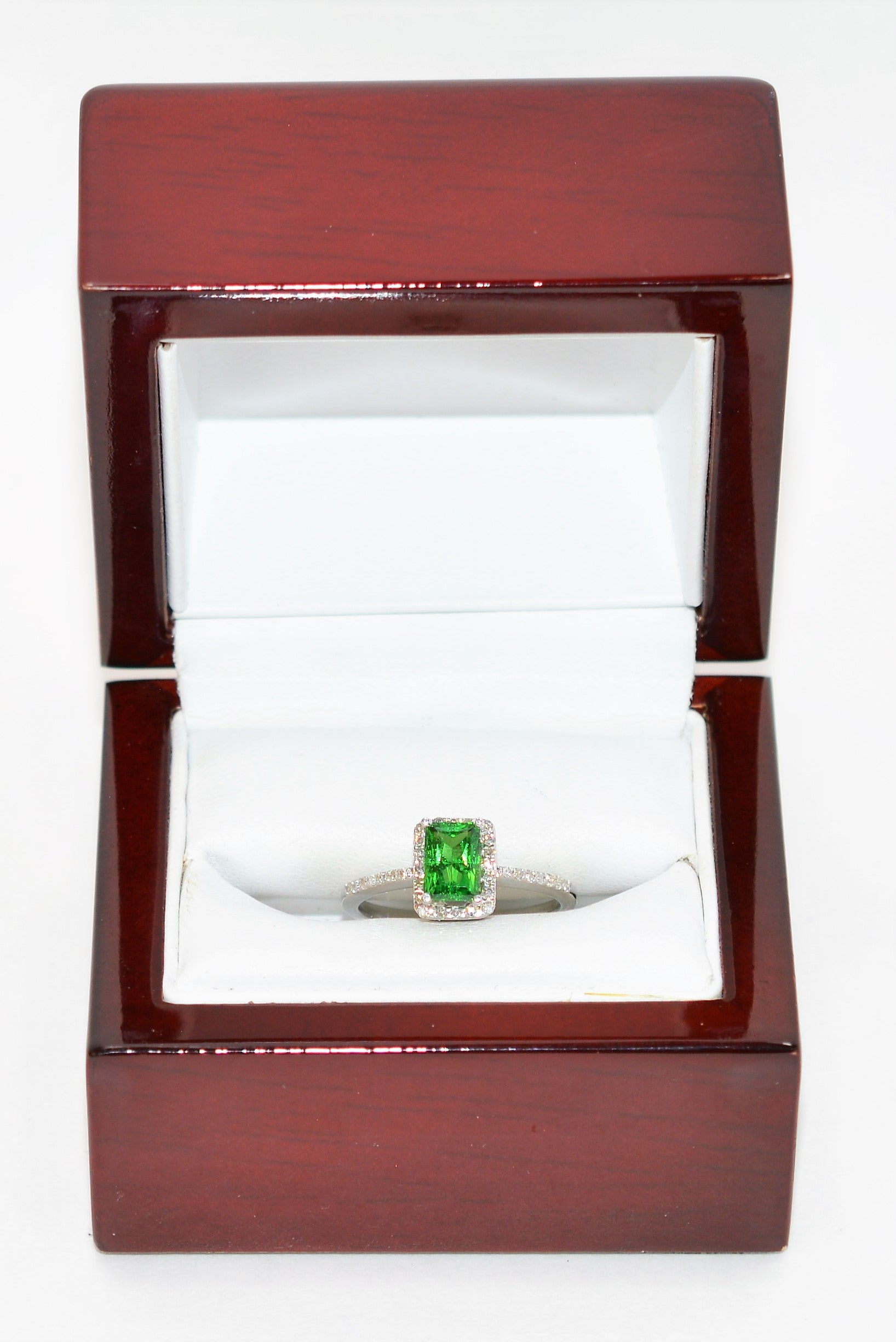 Natural Tsavorite Garnet & Diamond Ring 14K Solid White Gold 1.17tcw Engagement Ring Green Ring Wedding Ring Anniversary Ring Gemstone Ring Jewelry