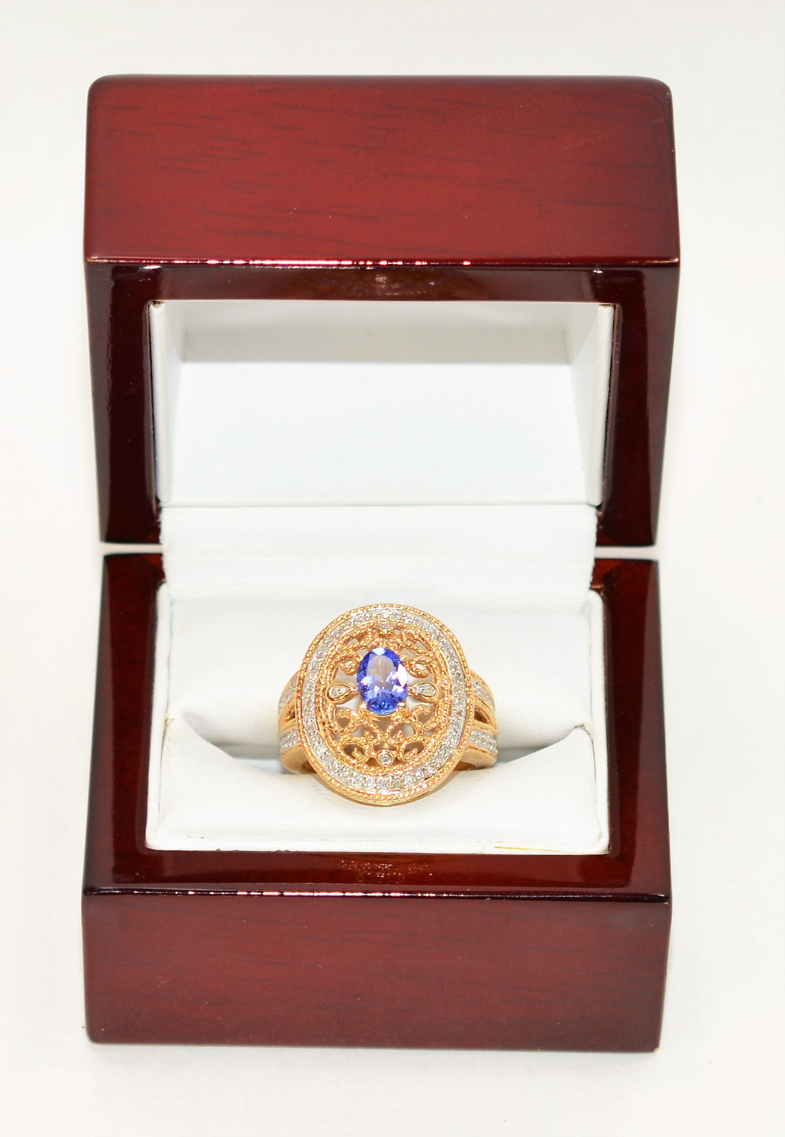 Natural Tanzanite & Diamond Ring 10K Solid Gold 1.34tcw Cocktail Ring Tanzanite Ring Statement Ring Fashion Ring Vintage Ring Women's Ring