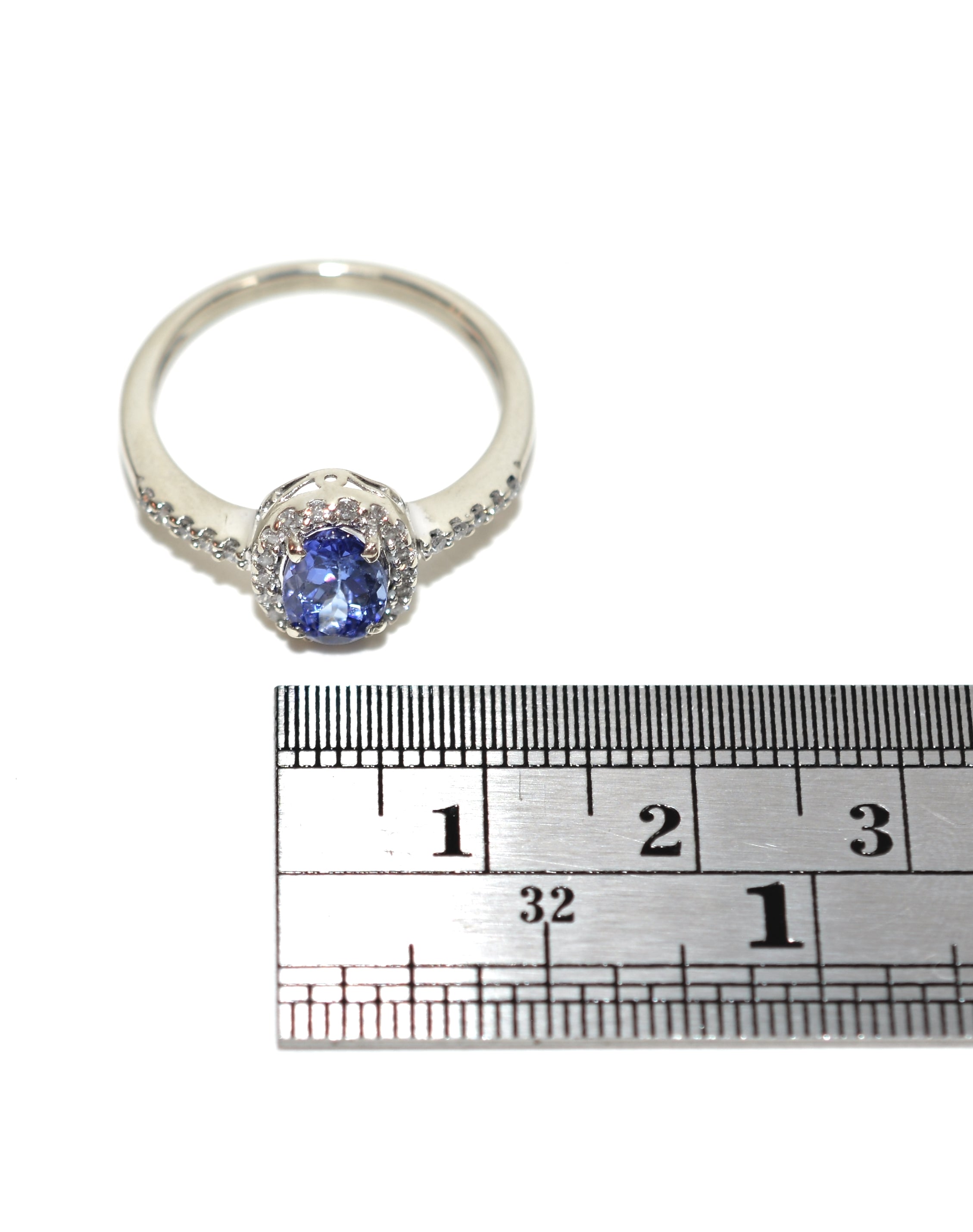 Natural D'Block Tanzanite & Diamond Ring 10K Solid White Gold 1.08tcw Engagement Ring Wedding Ring Birthstone Ring Cocktail Ring Bridal