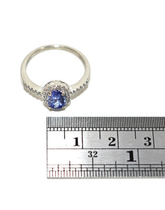 Natural D'Block Tanzanite & Diamond Ring 10K Solid White Gold 1.08tcw Engagement Ring Wedding Ring Birthstone Ring Cocktail Ring Bridal