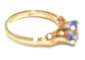 Natural Tanzanite Ring 10K Solid Gold .82ct Solitaire Ring Statement Ring Vintage Ring Estate Jewelry Vintage Jewellery Birthstone Ring