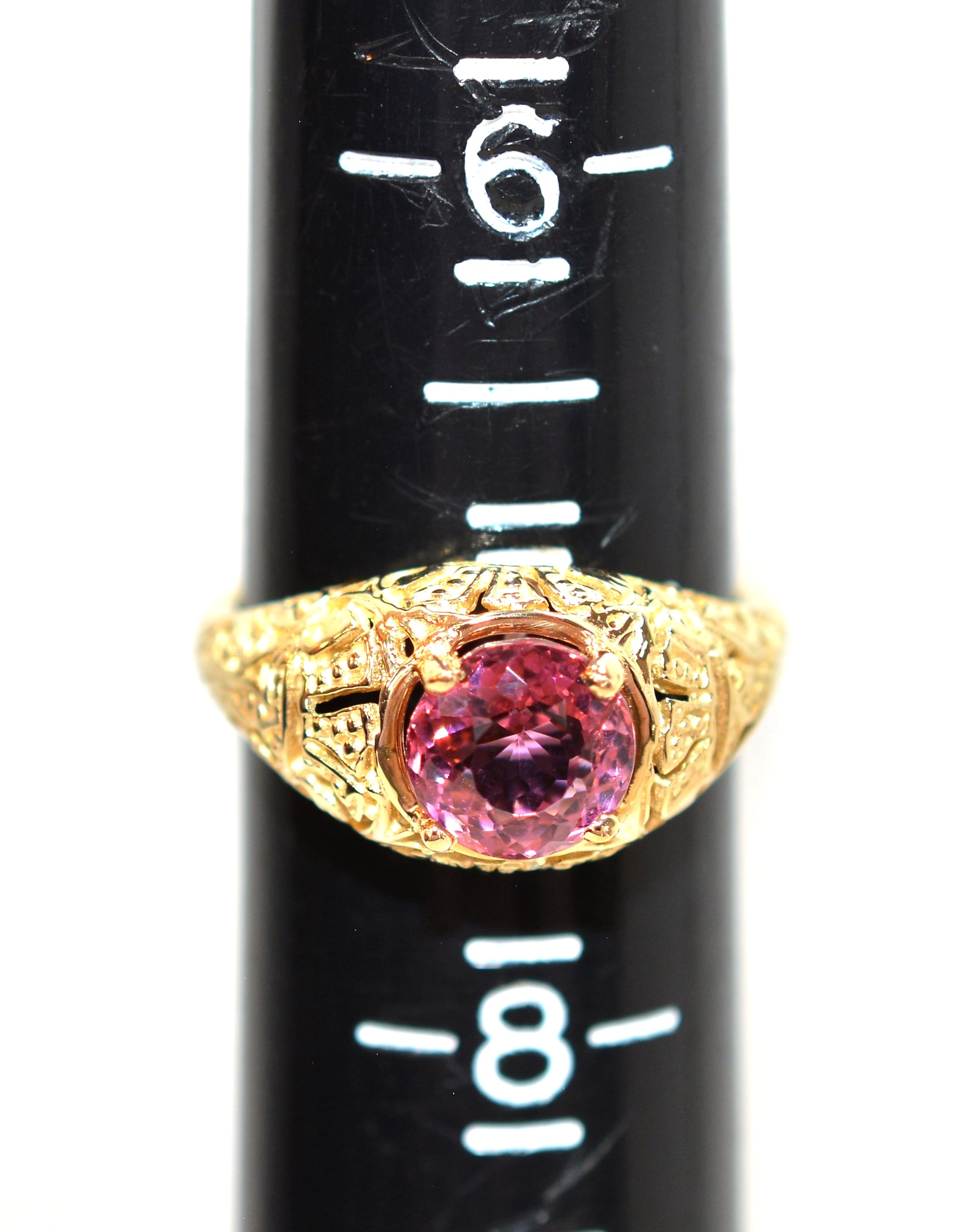 Natural Pink Tourmaline Ring 10K Solid Gold 2.03ct Solitaire Ring Birthstone Ring Cocktail Ring Filigree Ring Pink Ring Vintage Ring Estate