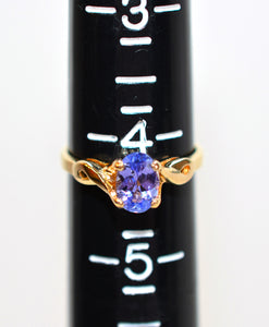 Natural Tanzanite Ring 10K Solid Gold .87ct Solitaire Ring Statement Ring Vintage Ring Estate Jewelry Vintage Jewellery Birthstone Ring