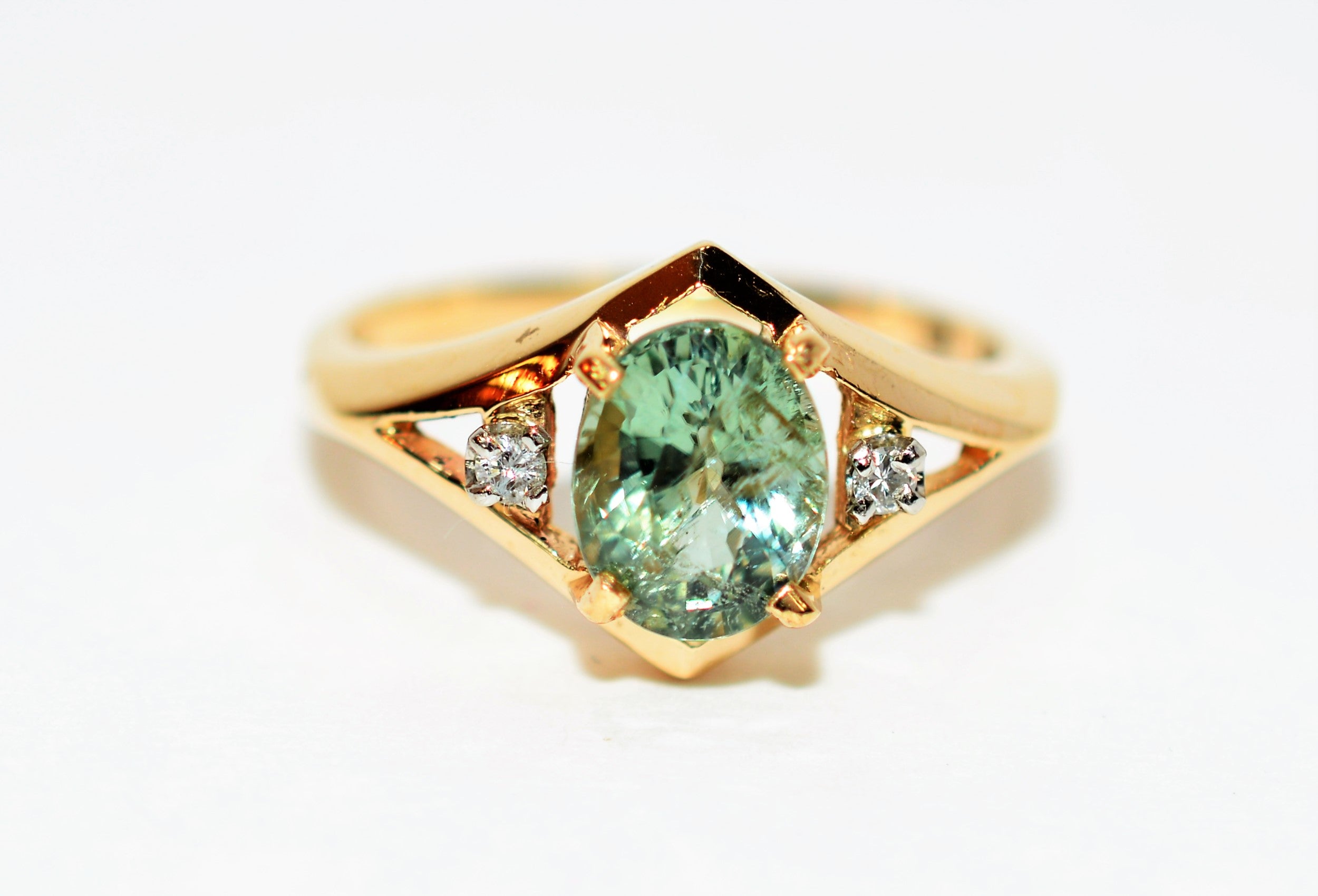 Natural Paraiba Tourmaline & Diamond Ring 14K Solid Gold 1.96tcw Rare Gemstone Jewelry Estate Ring Birthstone Ring Women's Ring Jewellery