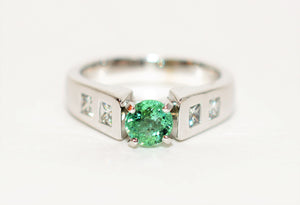 Natural Paraiba Tourmaline & Diamond Ring 14K Solid White Gold 1.08tcw Fine Engagement Ring Promise Ring Statement Ring Gemstone Jewelry