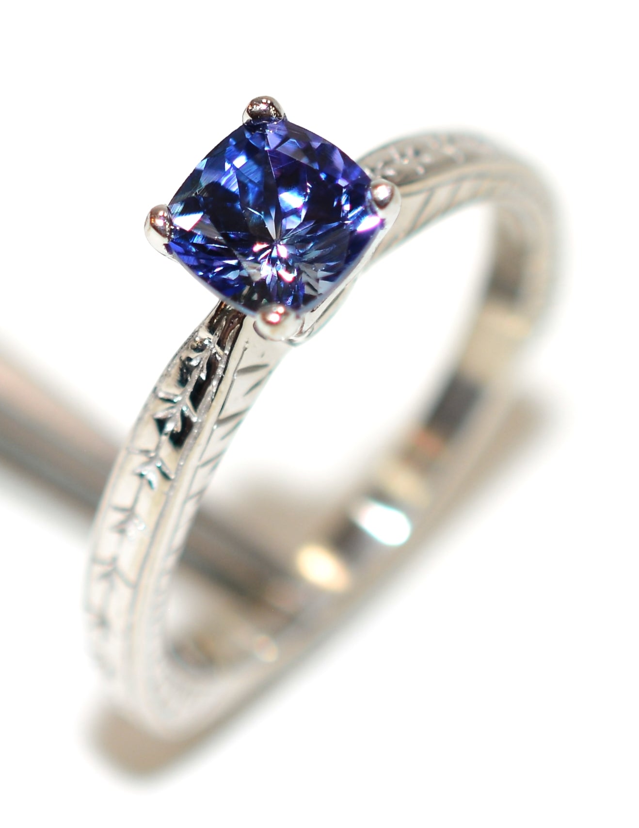 Natural Tanzanite Ring 14K Solid White Gold 1.06ct Solitaire Ring Cocktail Ring Purple Ring Blue Ring Birthstone Ring Engagement Ring