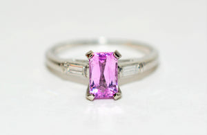 Natural Pink Spinel & Diamond Ring Solid Platinum 1.43tcw Engagement Ring Pink Ring Cocktail Ring Wedding Ring Statement Ring Bridal Jewelry