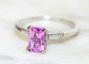 Natural Pink Spinel & Diamond Ring Solid Platinum 1.43tcw Engagement Ring Pink Ring Cocktail Ring Wedding Ring Statement Ring Bridal Jewelry