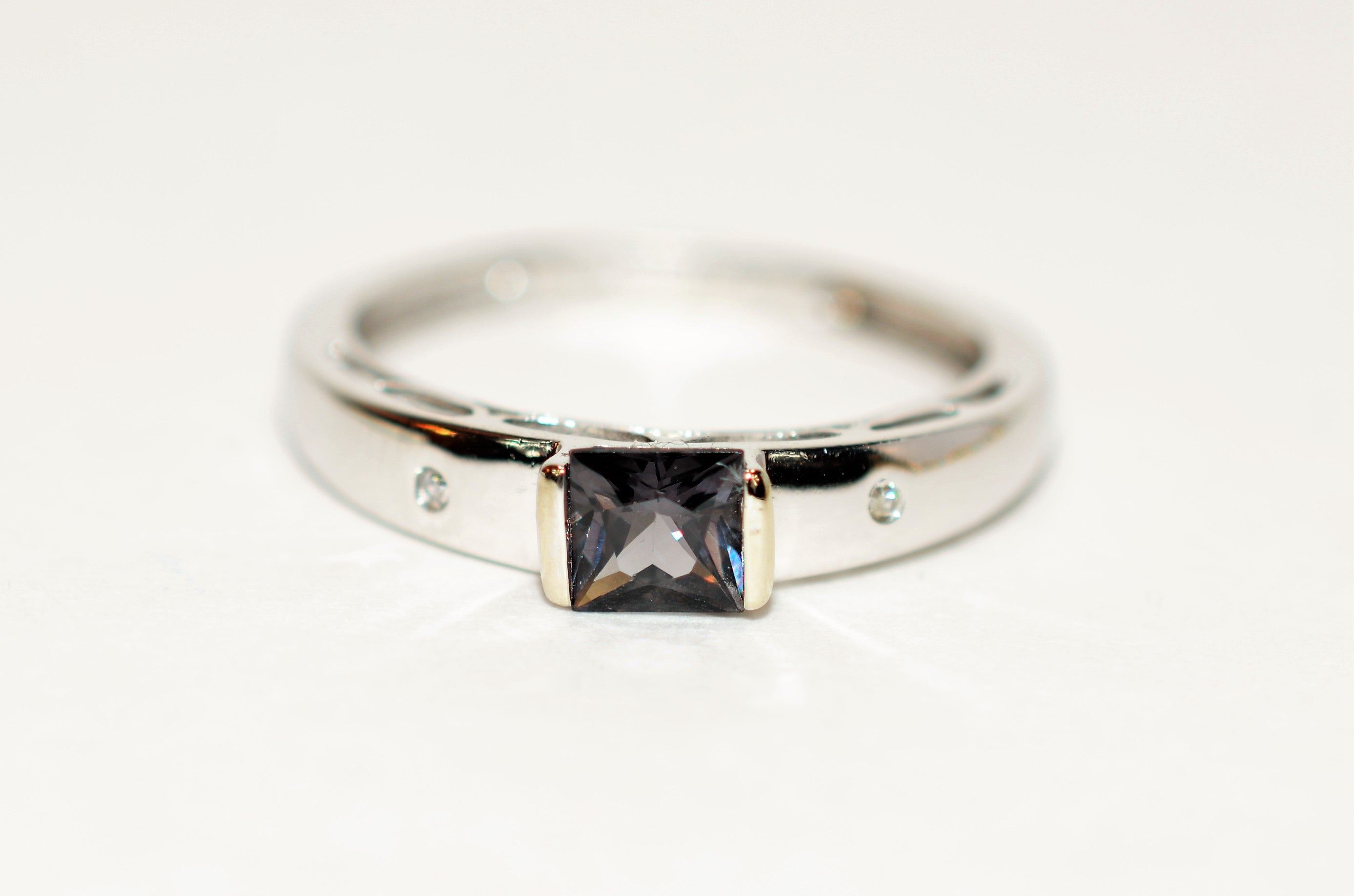 Natural Spinel & Diamond Ring 10K Solid White Gold .62tcw Gemstone Ring Spinel Ring Purple Ring Birthstone Ring Statement Ring Women's Ring