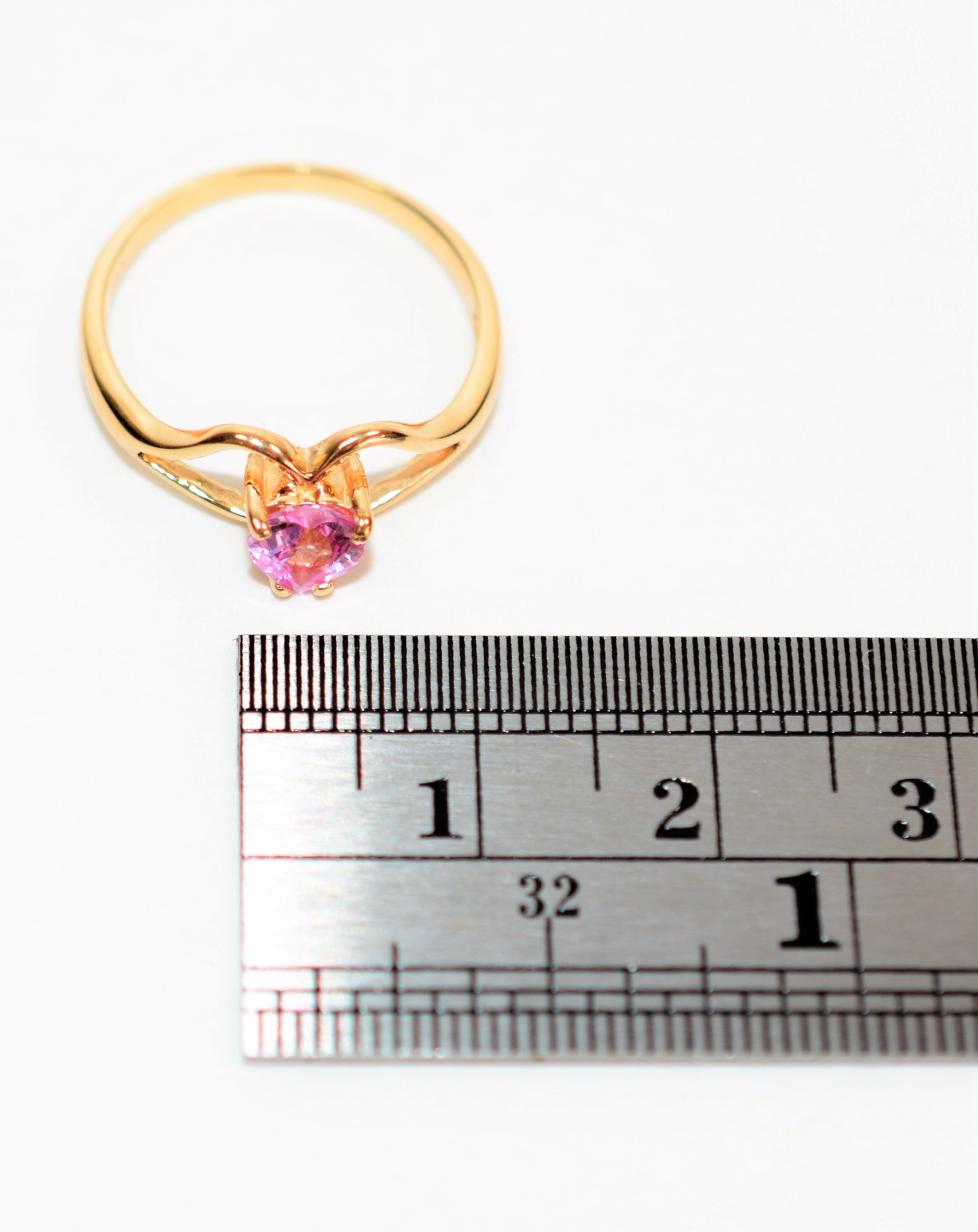 Natural Padparadscha Sapphire Ring 14K Solid Gold .50ct Heart Ring Gemstone Ring Promise Ring Engagement Ring Solitaire Ring Pink Ring Fine