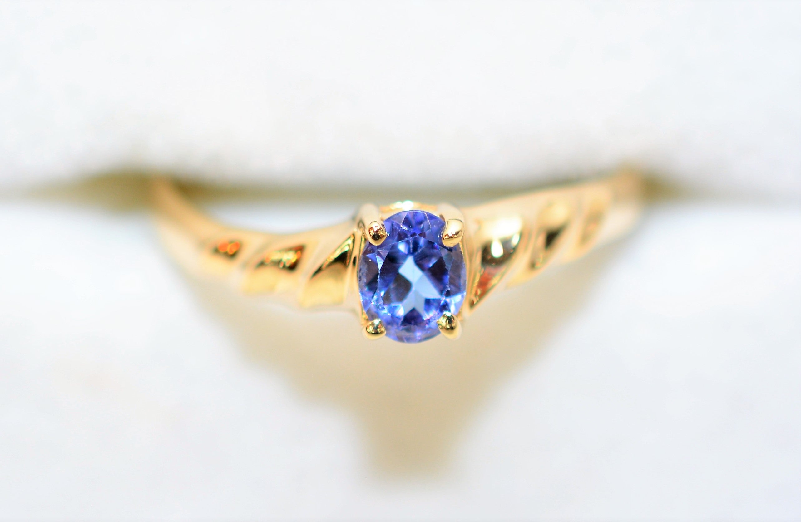 Natural Tanzanite Ring 10K Solid Gold .37ct Solitaire Ring Statement Ring Gemstone Ring Stackable Ring Engagement Ring December Birthstone
