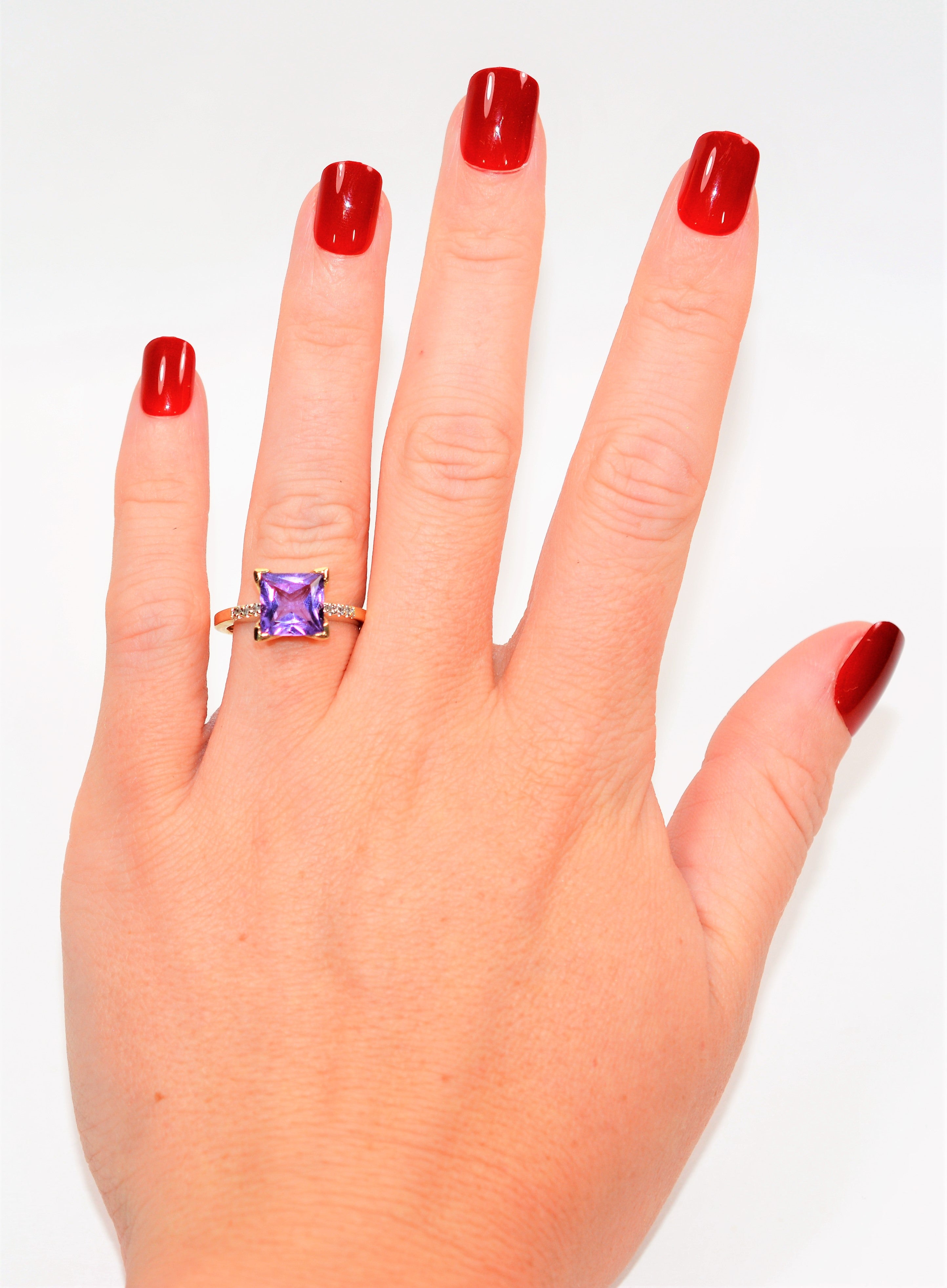 Natural Amethyst & Diamond Ring 10K Solid Gold 2.06tcw Gemstone Ring Birthstone Ring Vintage Ring Purple Ring Estate Ring Jewellery Jewelry