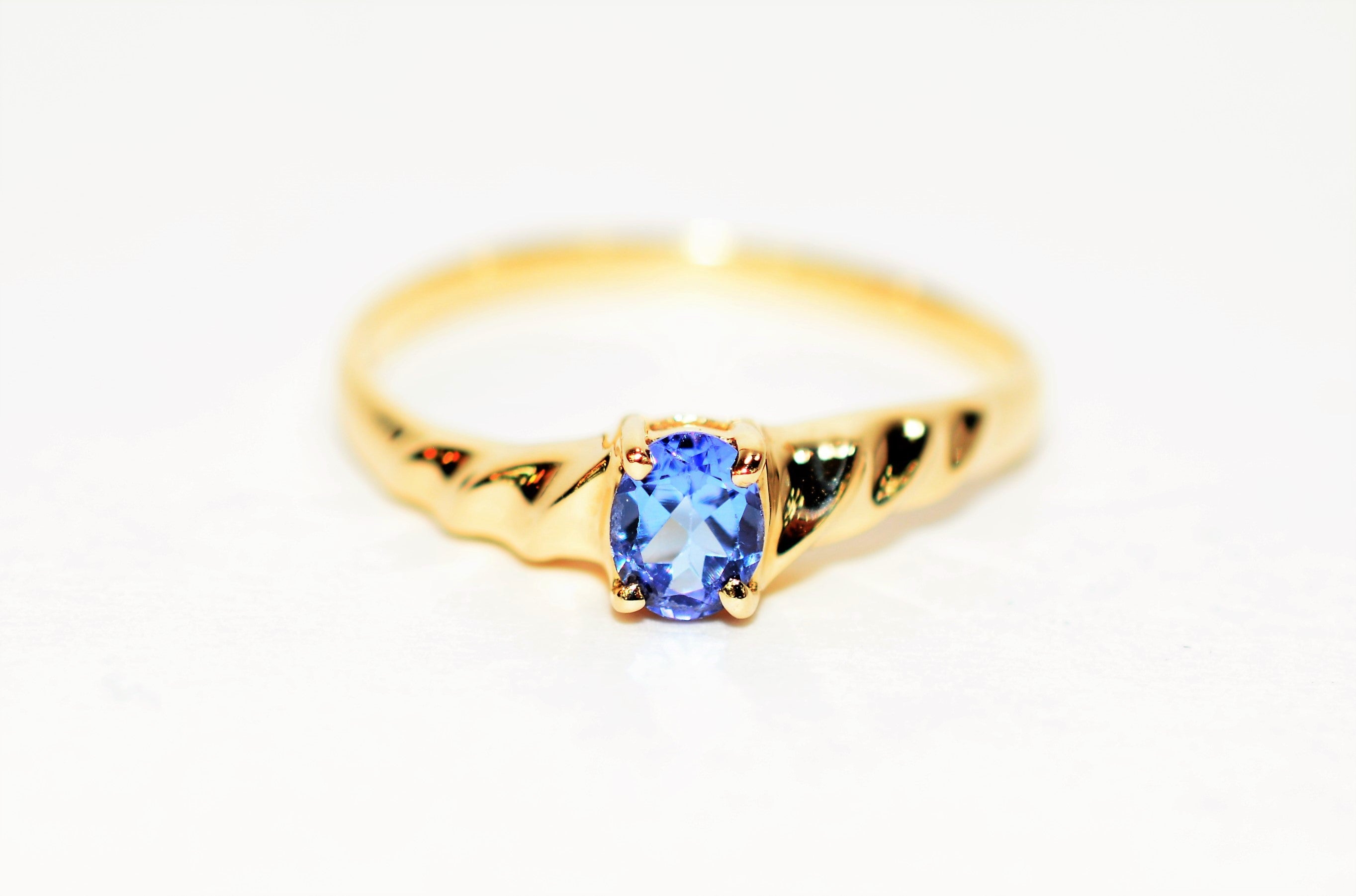 Natural Tanzanite Ring 10K Solid Gold .37ct Solitaire Ring Statement Ring Gemstone Ring Stackable Ring Engagement Ring December Birthstone
