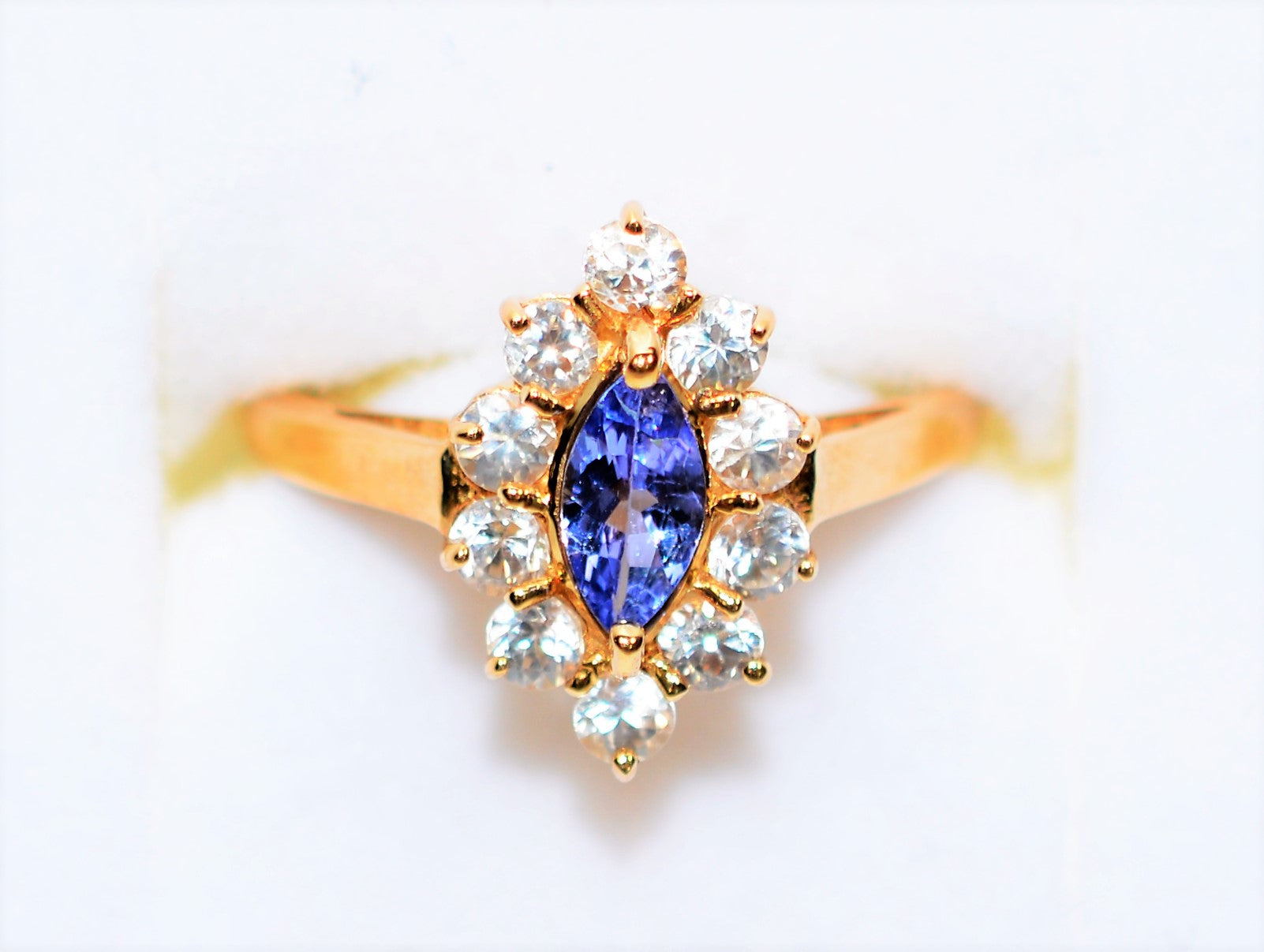 Natural Tanzanite & Diamond Ring 10K Solid Gold .86tcw December Birthstone Ring Marquise Ring Gemstone Ring Women's Ring Ladies Ring Estate