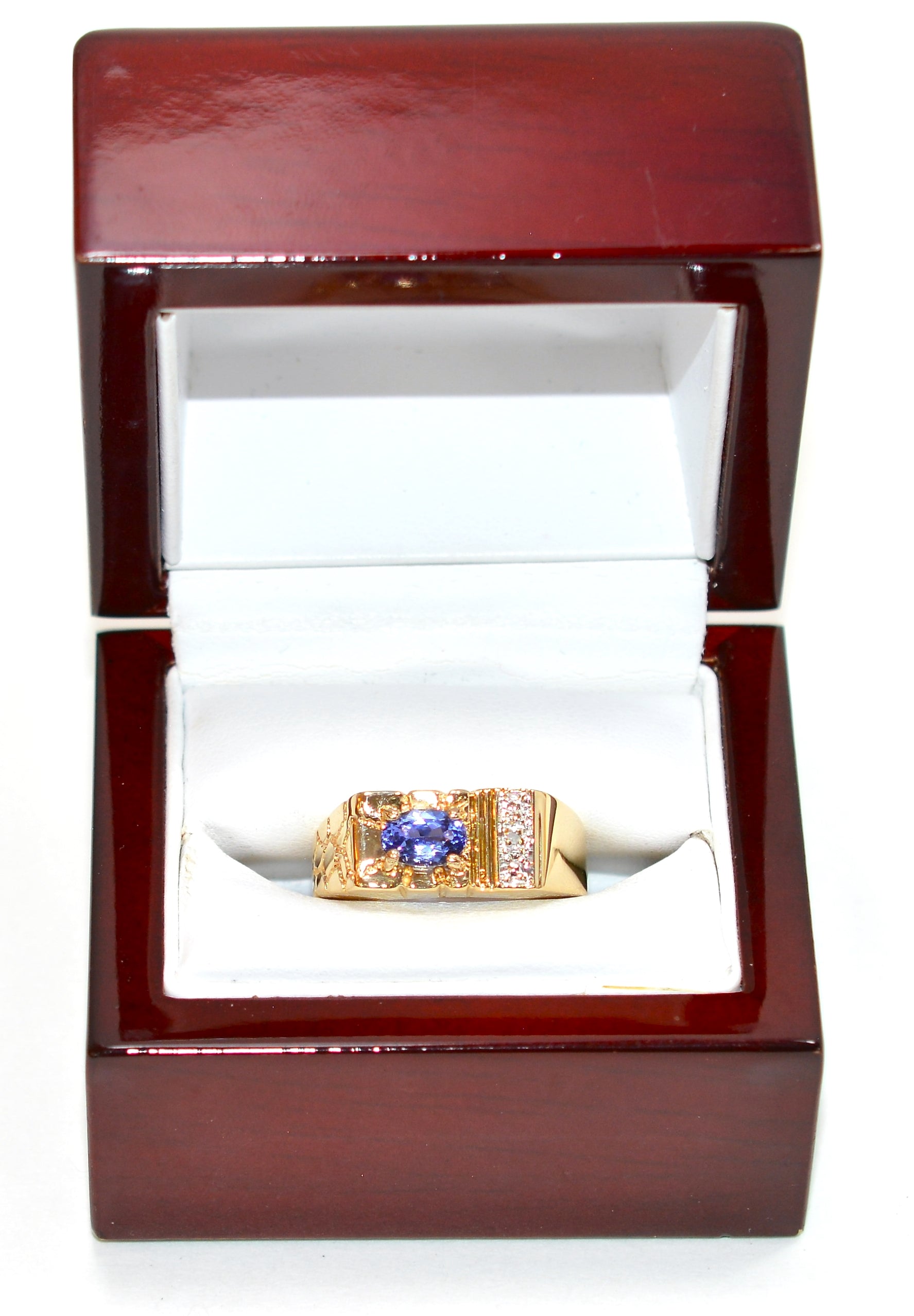 Natural D'Block Tanzanite & Diamond Ring 10K Solid Gold .71tcw Gemstone Ring Men's Ring Birthstone Ring Cocktail Ring Statement Ring Purple