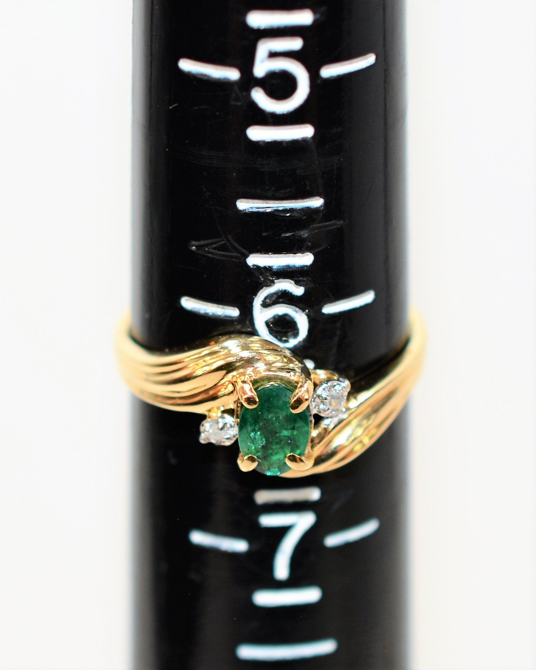 Natural Zambian Emerald & Diamond Ring 10K Solid Gold .52tcw Gemstone Ring May Birthstone Ring Emerald Ring Vintage Ring Womens Ring Jewelry