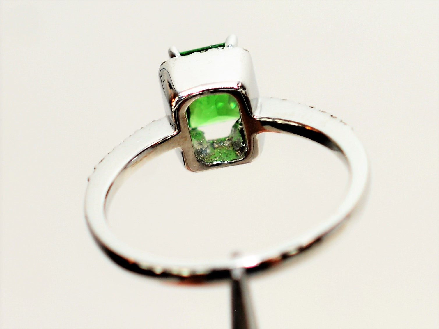 Natural Tsavorite Garnet & Diamond Ring 14K Solid White Gold Engagement Ring Green Ring Wedding Ring Anniversary Ring Gemstone Ring Jewelry