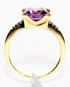 Natural Amethyst & Diamond Ring 10K Solid Gold 2.06tcw Gemstone Ring Birthstone Ring Vintage Ring Purple Ring Estate Ring Jewellery Jewelry
