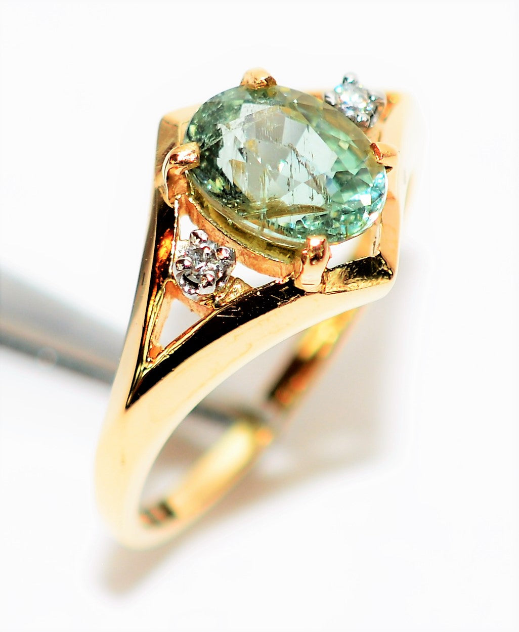 Natural Paraiba Tourmaline & Diamond Ring 14K Solid Gold 1.96tcw Rare Gemstone Jewelry Estate Ring Birthstone Ring Women's Ring Jewellery