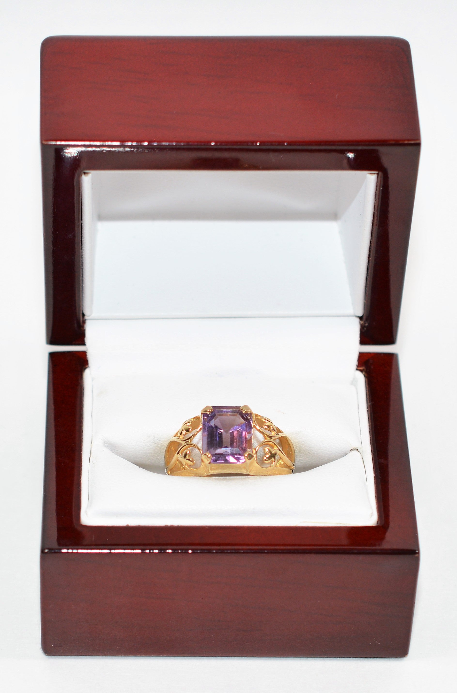 Natural Amethyst Ring 14K Solid Gold 3.50ct Solitaire Ring Birthstone Ring Purple Ring Cocktail Ring Ladies Ring Women's Ring Estate Jewelry