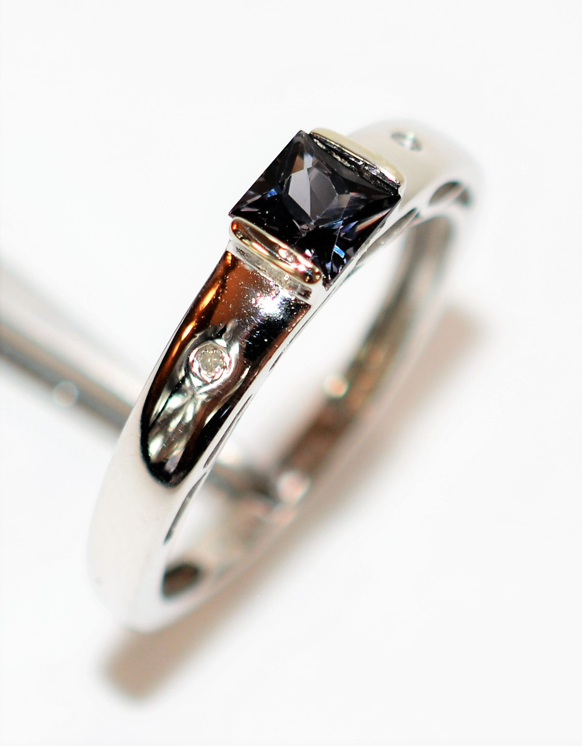 Natural Spinel & Diamond Ring 10K Solid White Gold .66tcw Gemstone Ring Spinel Ring Purple Ring Birthstone Ring Statement Ring Women's Ring
