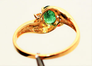 Natural Zambian Emerald & Diamond Ring 10K Solid Gold .37tcw Gemstone Ring May Birthstone Ring Emerald Ring Vintage Ring Womens Ring Jewelry